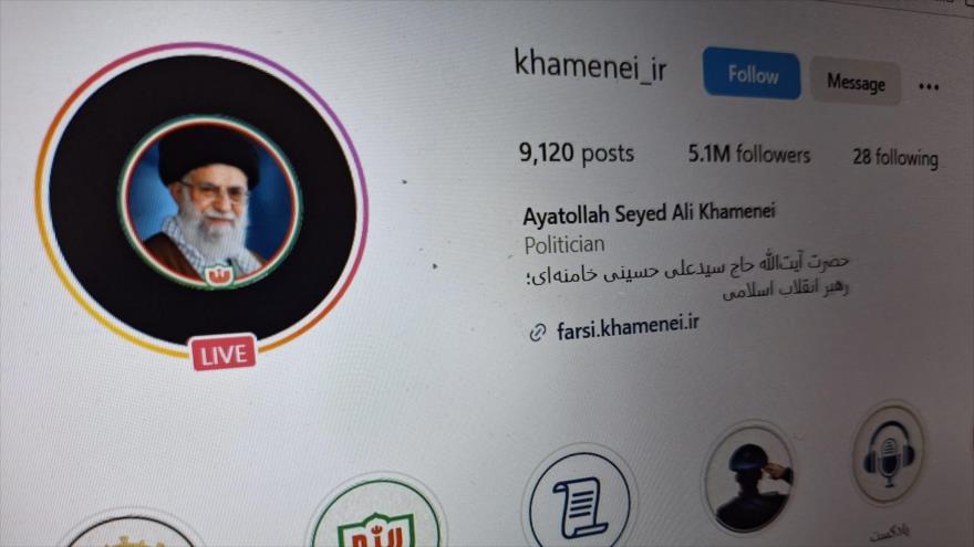 Una captura de la cuenta del Líder de Irán, el ayatolá Seyed Ali Jamenei, en Instagram.