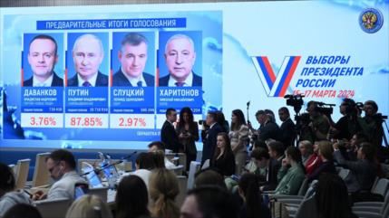Resultados a pie de urna dan la victoria a Putin con 87 % de los votos