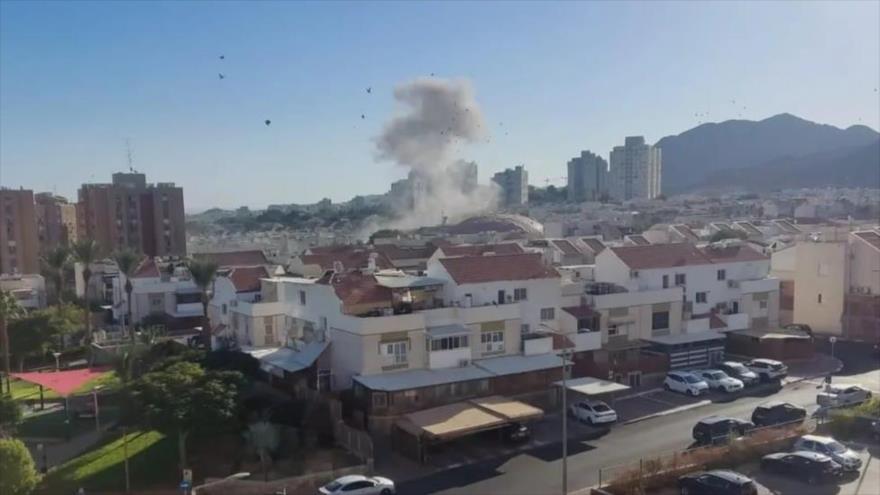 Una explosión vista en la ciudad israelí de Eilat.