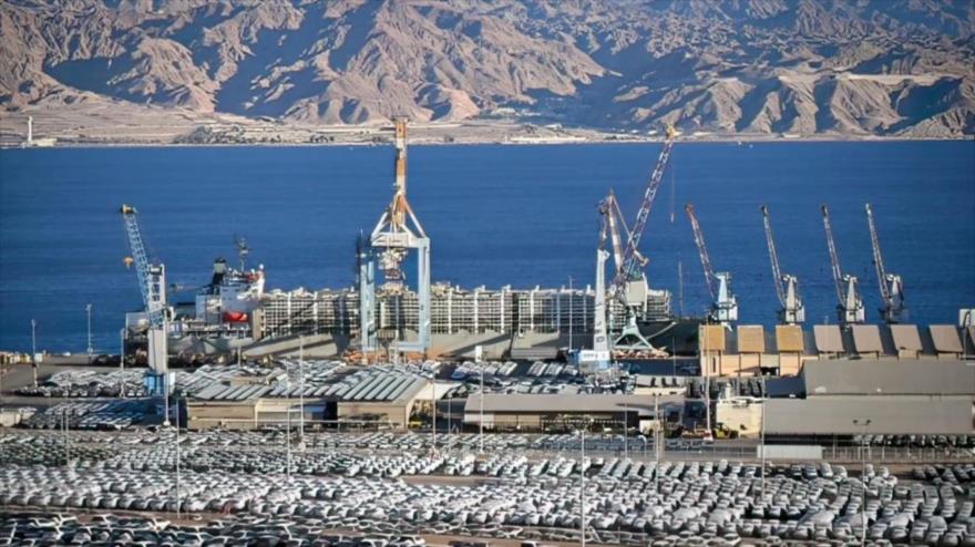 Una foto aérea del puerto de Eilat, extremo sur de las tierras ocupadas. 