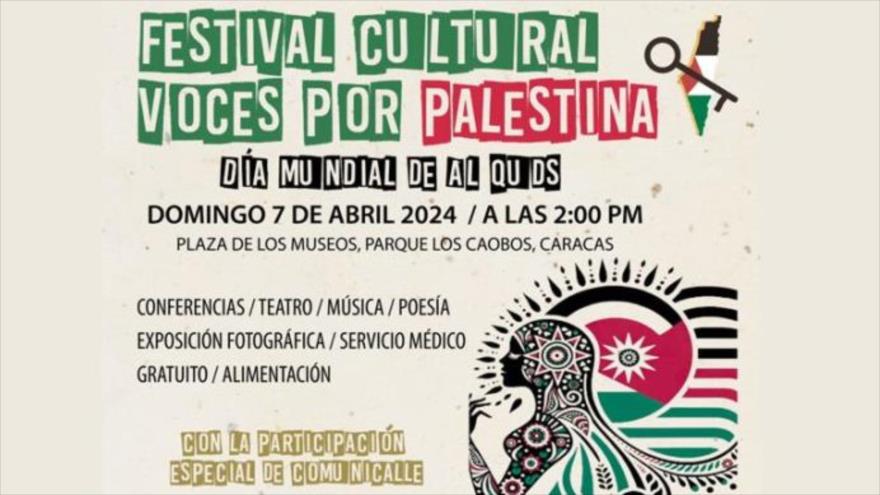 Cartel del Festival Cultural Voces por Palestina por el Día Mundial de Al-Quds.