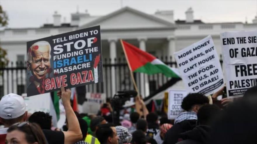 Manifestantes se reúnen frente a la Casa Blanca en apoyo a los palestinos, noviembre de 2023. (Foto: AFP)