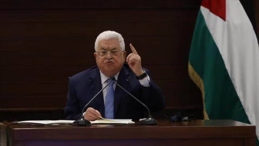 El presidente palestino, Mahmud Abás, asiste a una reunión virtual con facciones palestinas, en Ramalá, 3 de septiembre de 2020. (Foto: Reuters)