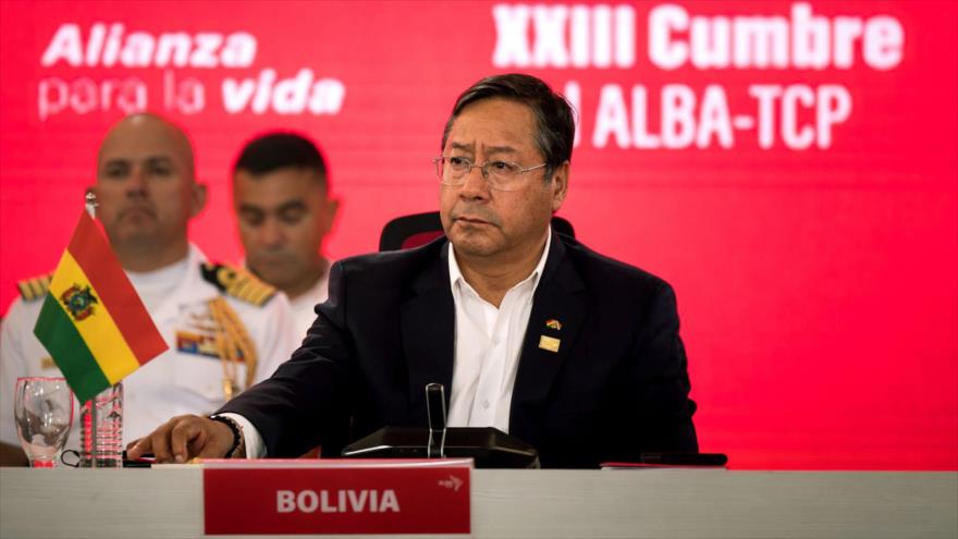 El presidente de Bolivia, Luis Arce, en la XXIII cumbre de la Alianza Bolivariana para los Pueblos de América (ALBA) en Caracas, 24 de abril de 2024.