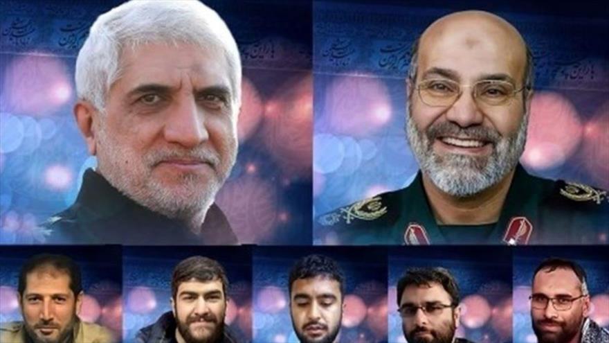 Foto de los siete asesores militares iraníes asesinados en el ataque terrorista de Israel al consulado de Irán en Damasco, capital siria.
