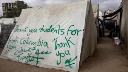 Así agradecen desplazados en Gaza apoyo de universitarios en EEUU