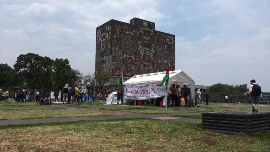 Jóvenes instalan campamento propalestino en Universidad de México