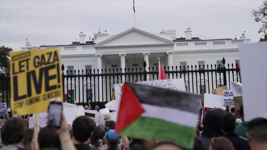 Una protesta propalestina frente a la Casa Blanca en contra de la guerra genocida israelí en Gaza. (Foto: AFP)