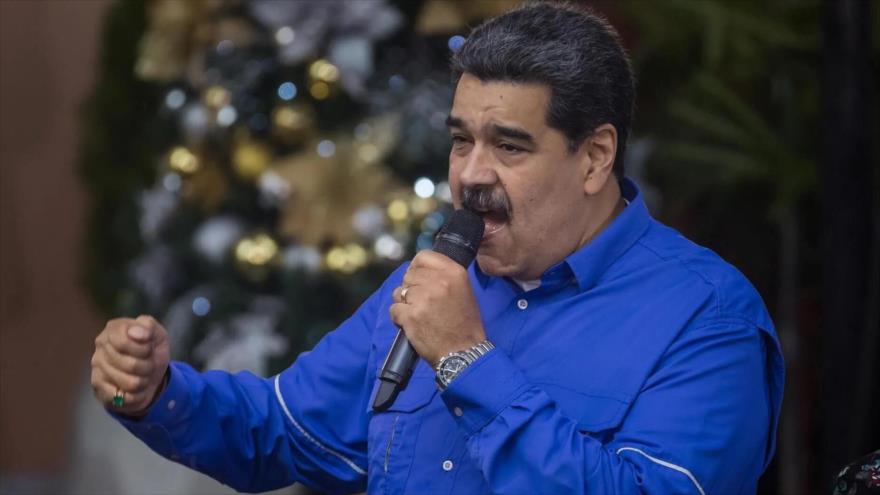 El presidente de Venezuela, Nicolás Maduro, ofrece declaraciones en Caracas. (Foto: EFE)