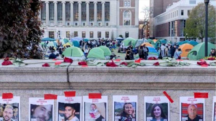 Tiendas de campaña de estudiantes en la Universidad de Columbia en Nueva York.