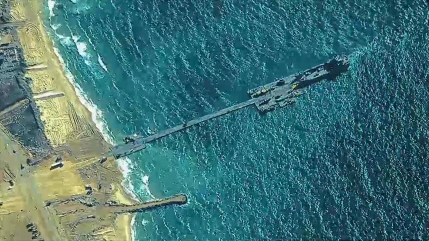 Muelle construido por EE.UU. en las costas de Gaza, 18 de mayo de 2024.