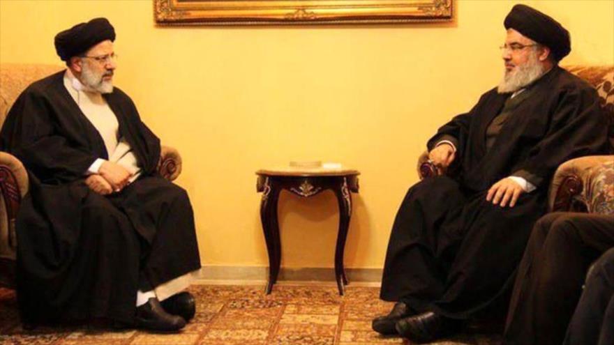 El presidente mártir de Irán, Seyed Ebrahim Raisi (izda.), y el Líder de Hezbilá, Seyed Hasan Nasralá.