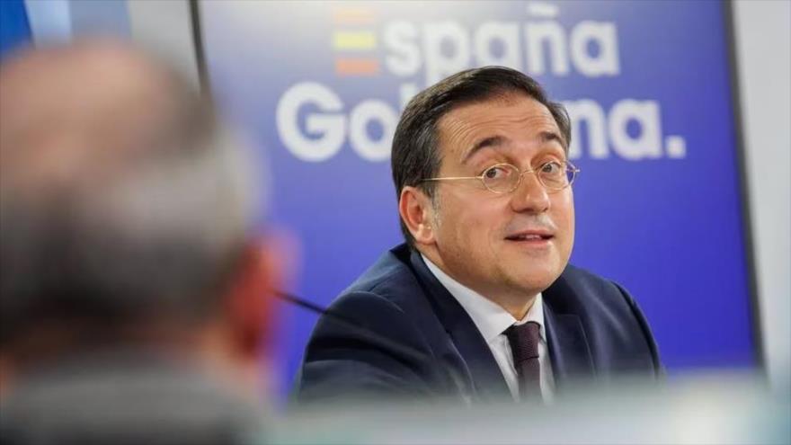 El ministro de Asuntos Exteriores de España, José Manuel Albares, en rueda de prensa, 28 de mayo de 2024.