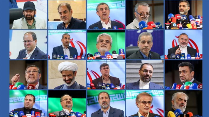Los 20 candidatos que se registraron para las elecciones presidenciales en Irán, 2 de junio de 2024.