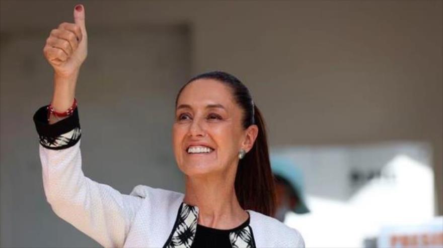 La candidata Claudia Sheinbaum de las elecciones presidenciales de México tras emitir su voto. 02 de junio de 2024.