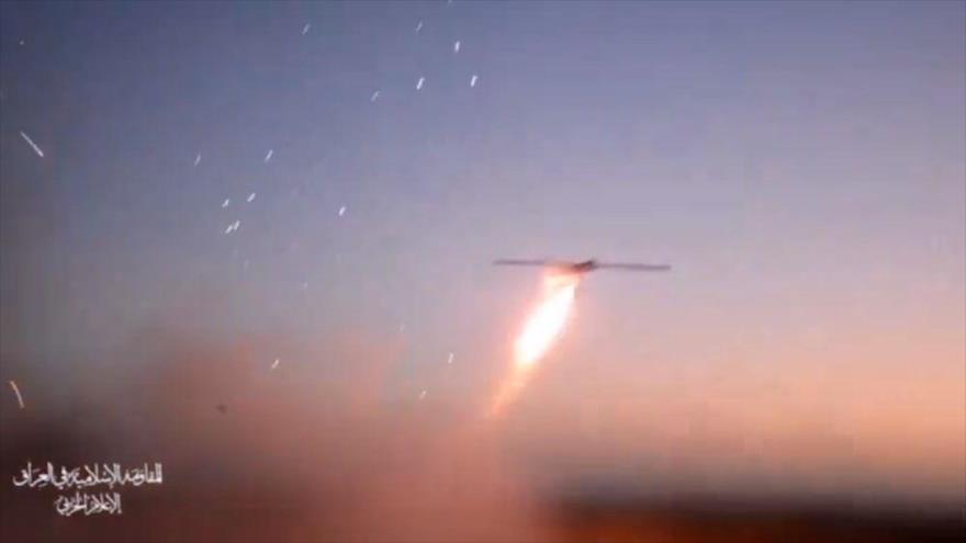 El dron de la Resistencia Islámica de Irak durante una operación militar.