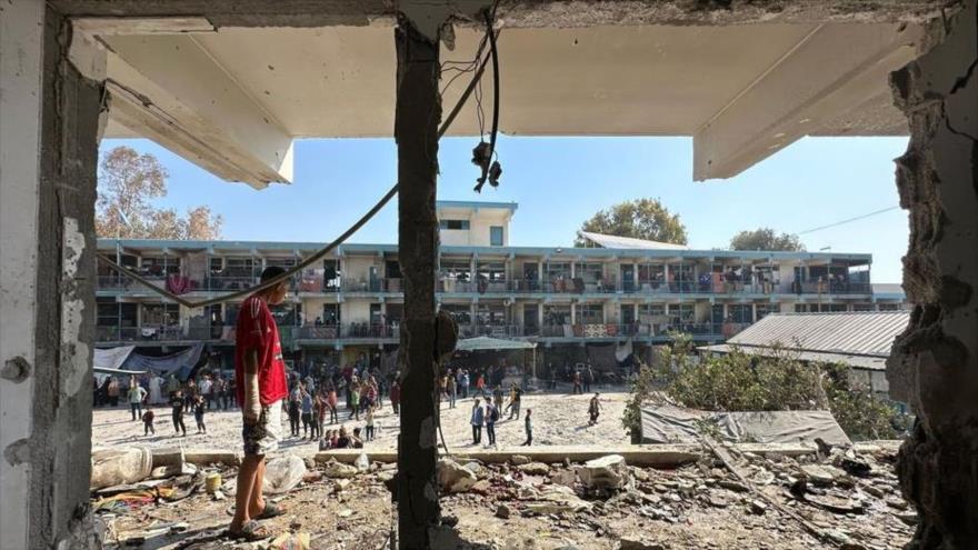 Vista de la escuela de la UNRWA, en el centro de Gaza, atacada por Israel. 06 de junio de 2024. Foto: Reuters
