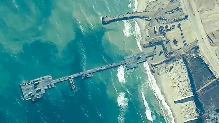 El muelle construido por EE.UU. en la costa de Gaza.