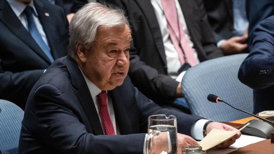 El secretario general de la ONU, Antonio Guterres, habla durante una reunión del Consejo de Seguridad, 20 de junio de 2024.