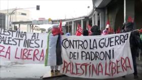 Manifestantes italianos bloquean puerto de Génova en apoyo a Gaza
