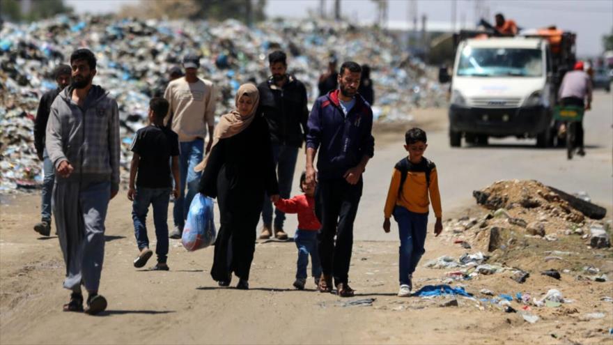 Desplazamiento palestino. (Foto: NurPhoto)