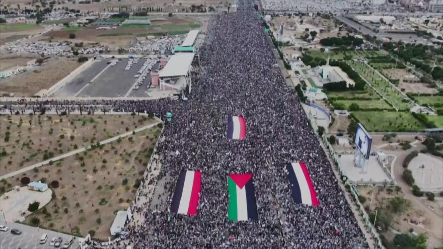 Millones de yemeníes inundan calles de Saná para apoyar al pueblo palestino