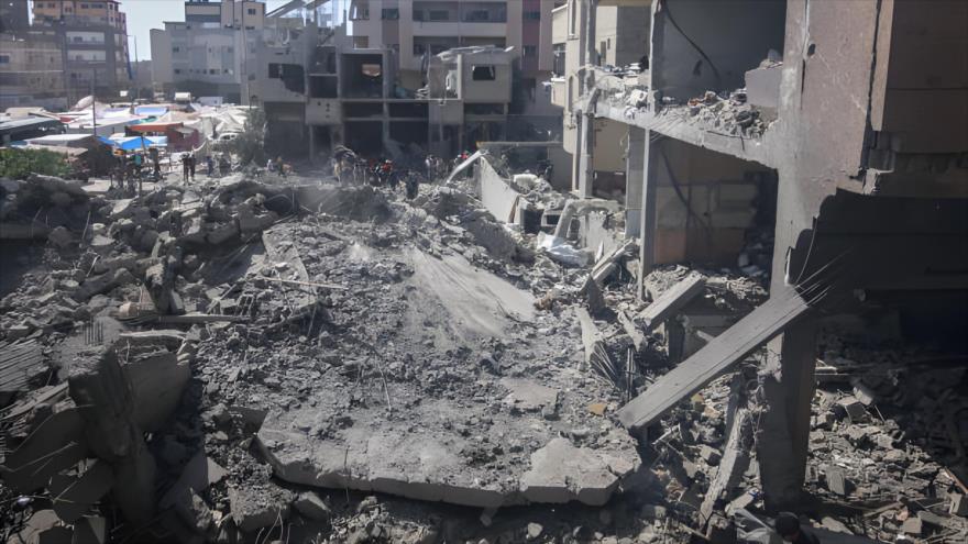 El lugar de un ataque israelí contra edificios en el campo de refugiados de Nuseirat, en el centro de Gaza, sábado 8 de junio de 2024. (Foto: Getty Images)