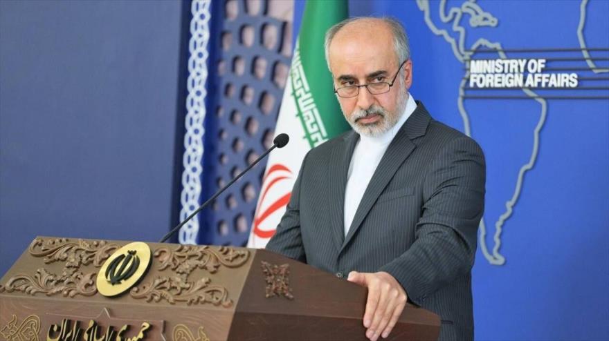 El portavoz de la Cancillería de Irán, Naser Kanani, en una rueda de prensa en Teherán, la capital.
