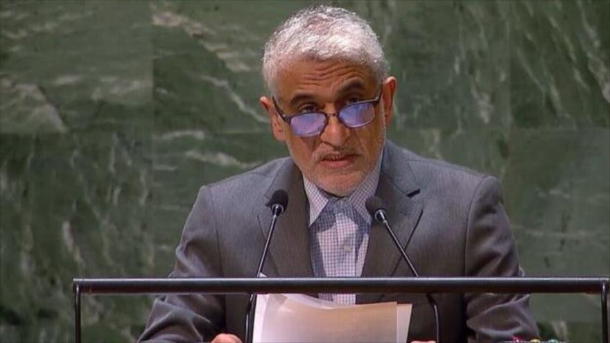 El embajador permanente de Irán ante la ONU, Amir Said Iravani, habla en una sesión del organismo internacional.
