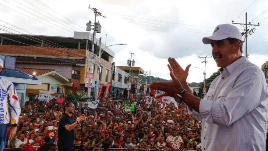 El presidente de Venezuela, Nicolás Maduro, durante un acto de campaña en el estado Yaracuy, 24 de julio de 2024.
