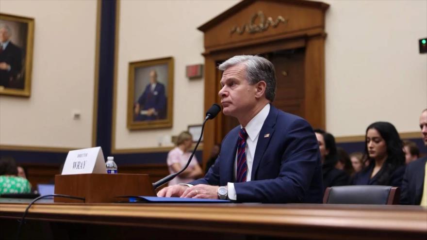 El director del FBI, Christopher A . Wray, ofrece detalles sobre el fallido atentado contra Donald Trump, 24 de julio de 2024. (Foto: The New York Times)