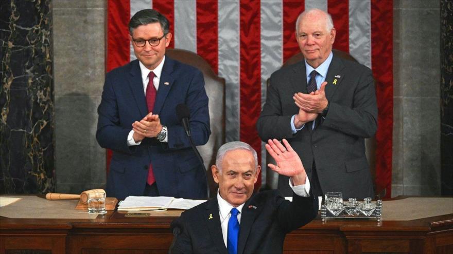 El primer ministro israelí, Benjamín Netanyahu, se dirige a una reunión conjunta del Congreso en Washington, DC, 24 de julio de 2024. (Foto: Reuters)