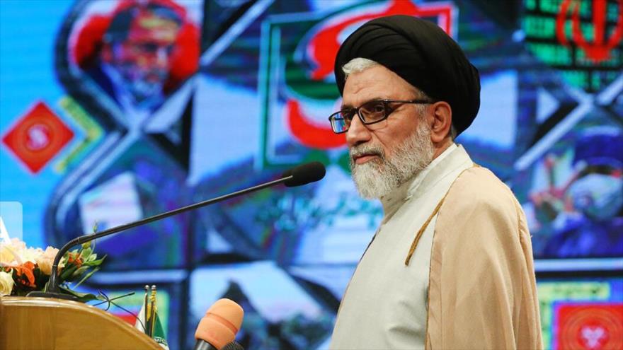 El ministro de Inteligencia iraní, Esmail Jatib, habla durante un seminario, Teherán, capital. (Foto: IRNA)