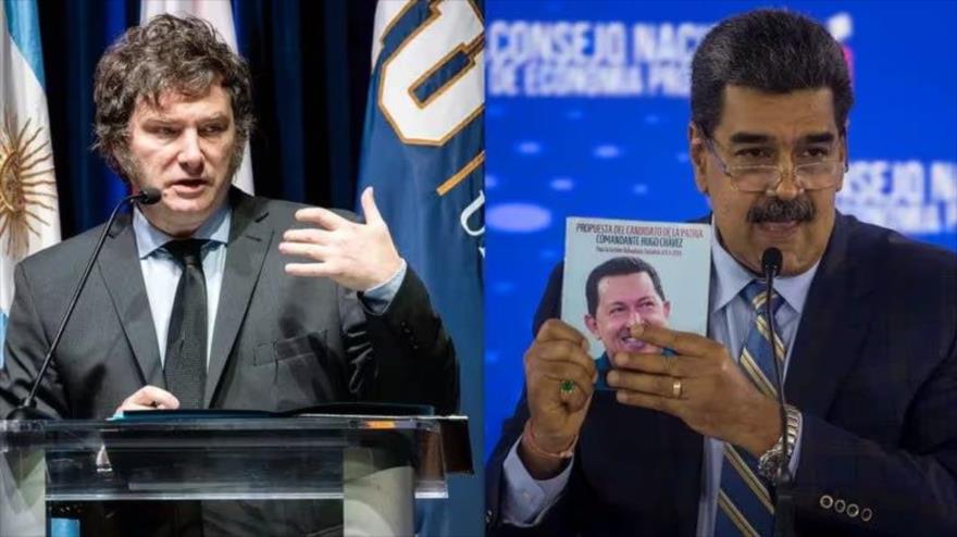 Los presidentes de Venezuela, Nicolás Maduro, (dcha.) y de Argentina, Javier Milei.