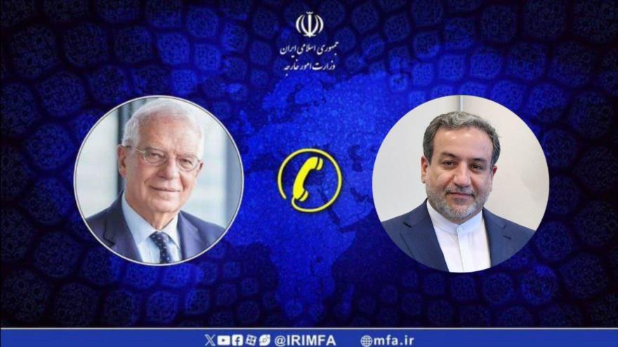 El canciller iraní, Abas Araqchi (dcha.), y el jefe de la Diplomacia de la Unión Europea (UE), Josep Borrell.