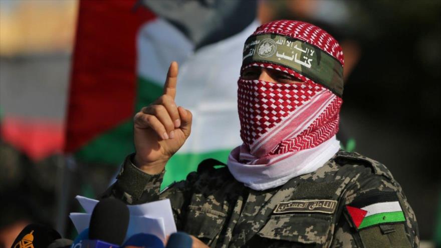 Abu Obeida, el portavoz de las Brigadas Ezzeddin Al-Qassam, rama militar del movimiento palestino HAMAS.