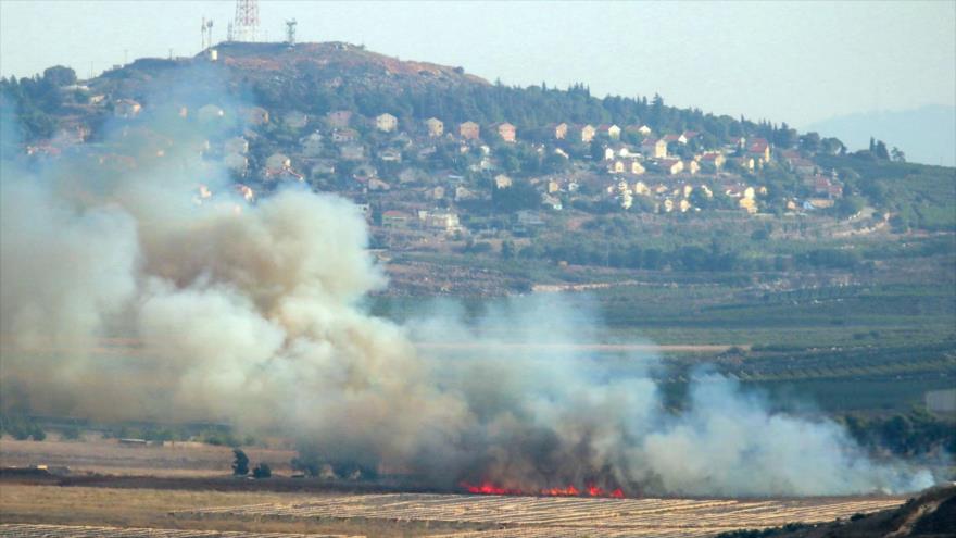 Un incendio provocado en la llanura de Marjayún, en el sur de El Líbano, como consecuencia de los bombardeos israelíes, 7 de septiembre de 2024.