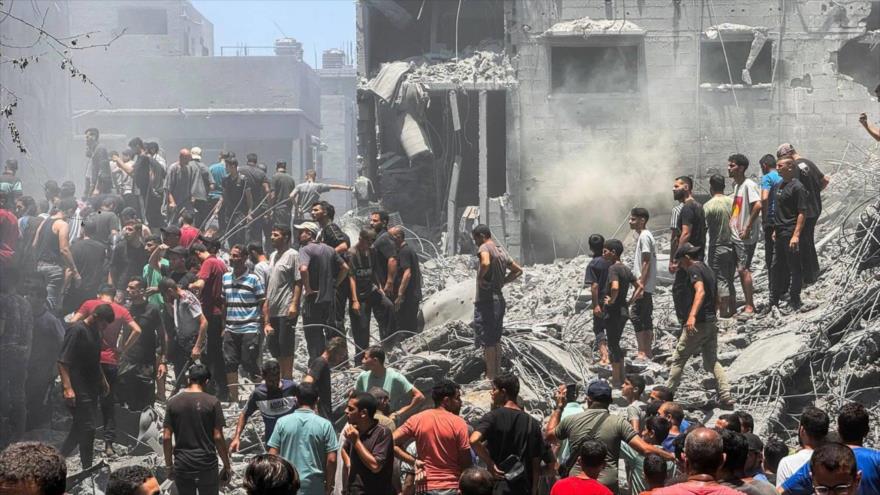 El campo de refugiados Al-Masawi tras un ataque brutal del régimen israelí, Jan Yunis, centro de Gaza, 10 de septiembre de 2024.