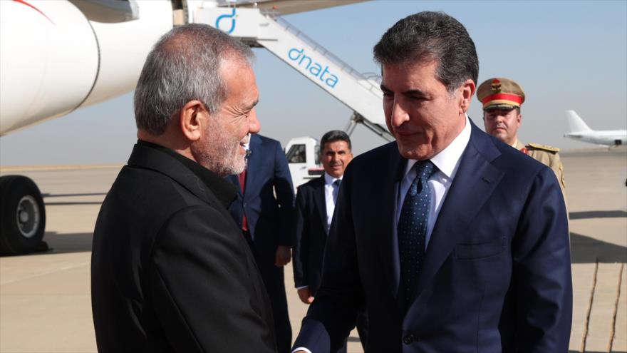 Pezeshkian fue recibido presidente de la región del Kurdistán de Irak.