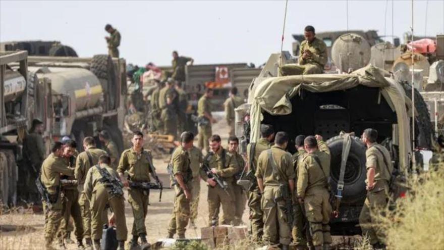 Concentración de los soldados israelíes en una base militar.