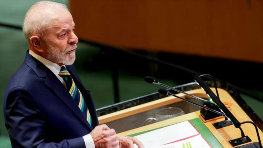 El presidente brasileño, Luiz Inácio Lula da Silva, habla en 79º período de sesiones de la Asamblea General de la ONU, 24 de septiembre de 2024.