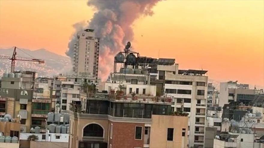 El reciente bombardeó israelí contra Suburbio del sur de Beirut, 27 de septiembre.