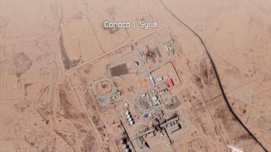 Una imagen aérea de la base de la ocupación estadounidense en Conoco, Siria.