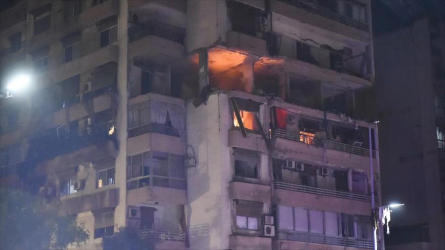 Un ataque israelí contra un apartamento residencial en Beirut en que mató a tres líderes palestinos, 30 de septiembre de 2024.
