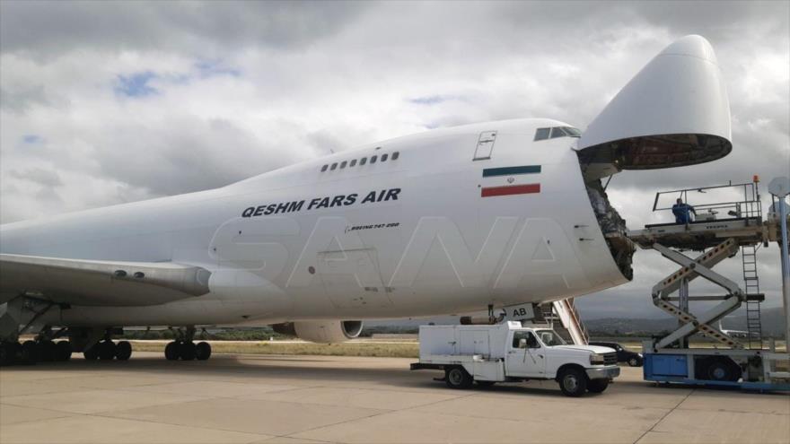 El avión iraní cargado con ayuda humanitaria para los ciudadanos libaneses.