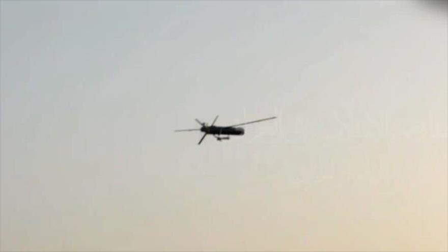 Un dron de la Resistencia Islámica de Irak en el cielo.