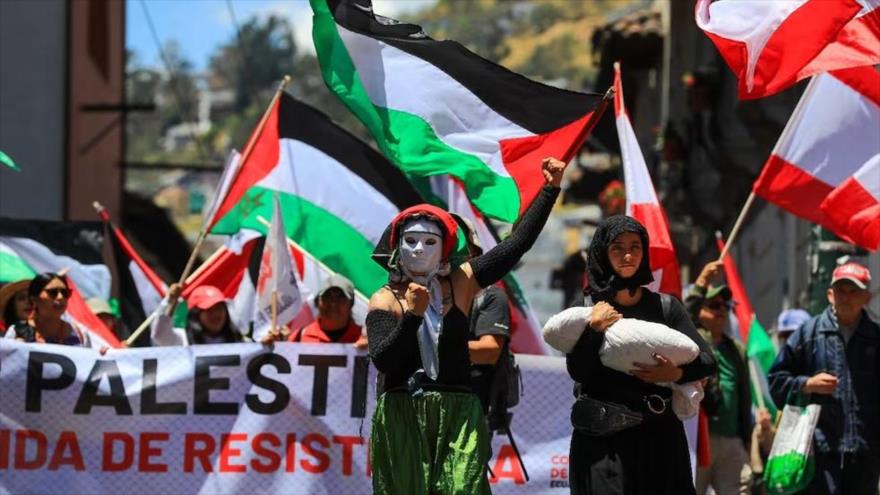 Solidaridad con palestinos en Quito, Ecuador.