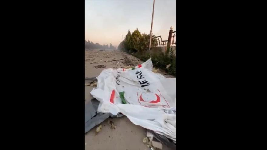 Israel ataca hospital de campaña instalado por Media Luna Roja de Irán en la frontera sirio-libanesa, 10 de octubre de 2024.