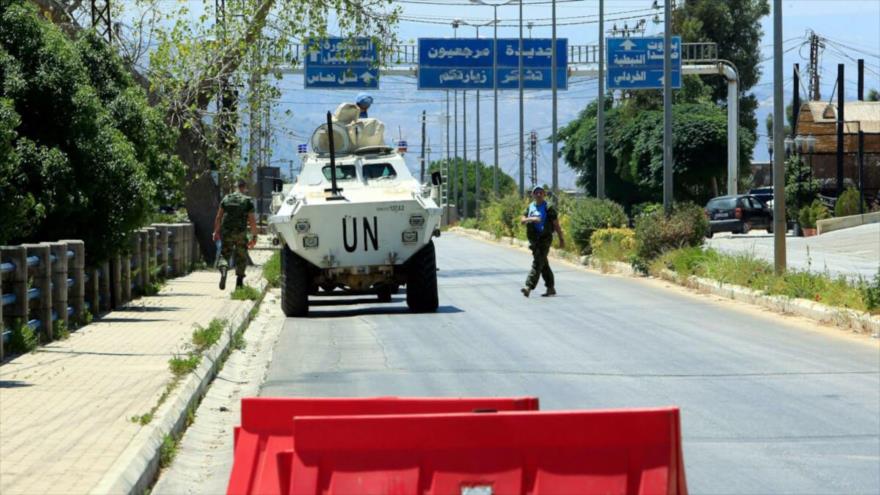 Un vehículo de las Fuerzas de paz de la ONU (FPNUL), estacionados en Marjayoun, en sur del Líbano, 8 de agosto de 2024. (Foto: AFP)