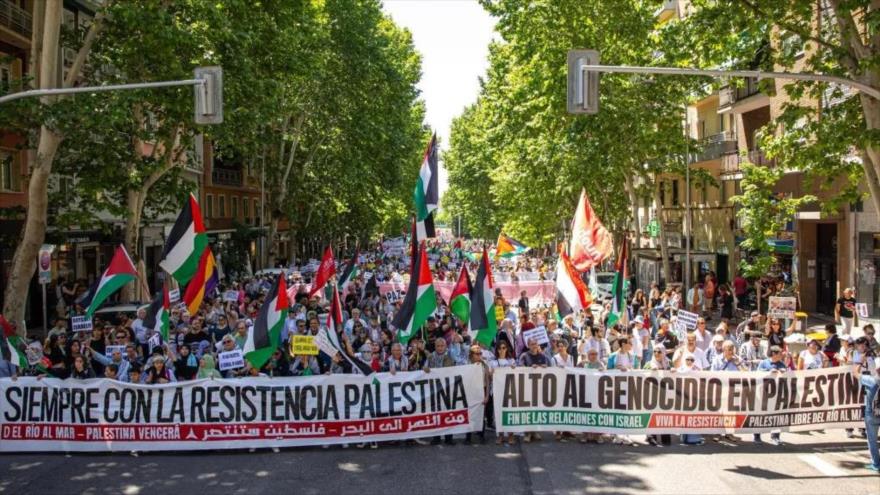 Manifestación convocada en apoyo a Palestina y contra la ocupación de Gaza por Israel, en Madrid, 11 de mayo de 2024 (foto: EFE).